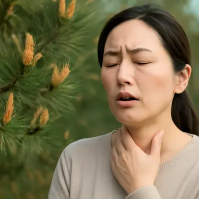 ヒノキ花粉 喉痛い