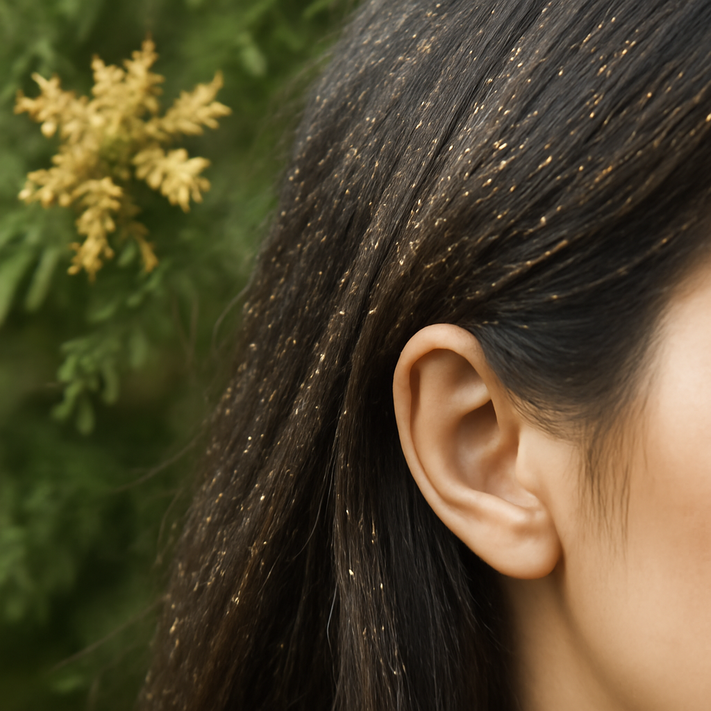 ヒノキ花粉 髪の毛 付着